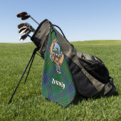 Clan Kennedy Crest over Tartan Golfhanddoek (Groen)