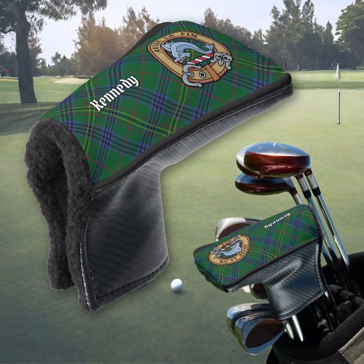 Clan Kennedy Crest over Tartan Golfheadcover