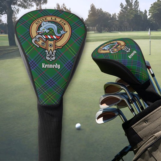 Clan Kennedy Crest over Tartan Golfheadcover