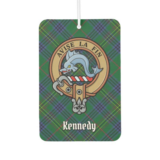 Clan Kennedy Crest over Tartan Luchtverfrisser (Voorkant)