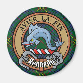 Clan Kennedy Crest over Tartan Magneet (Voorkant)
