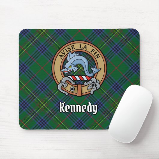 Clan Kennedy Crest over Tartan Muismat (Met muis)