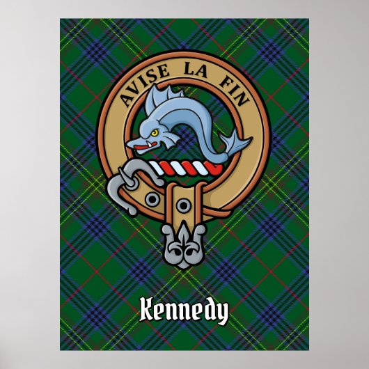 Clan Kennedy Crest over Tartan Poster (Voorkant)