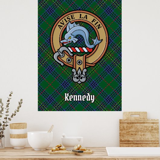 Clan Kennedy Crest over Tartan Poster (Keuken)