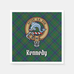 Clan Kennedy Crest over Tartan Servet