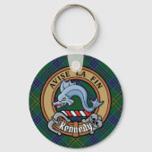 Clan Kennedy Crest over Tartan Sleutelhanger (Voorkant)