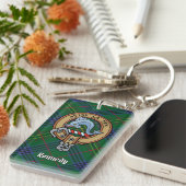 Clan Kennedy Crest over Tartan Sleutelhanger (Voorkant Rechts)