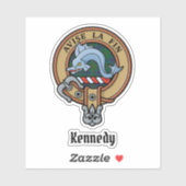 Clan Kennedy Crest over Tartan Sticker (Vel)