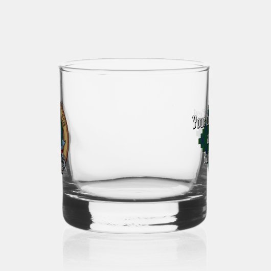 Clan Kennedy Crest over Tartan Whisky Glas (Links)