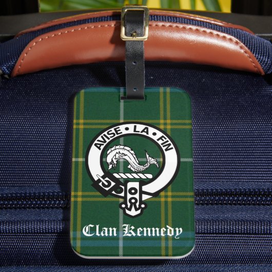 Clan Kennedy Crest Tartan Bagagelabel (Voorkant Insitu 2)