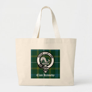 Clan Kennedy Crest Tartan Grote Tote Bag