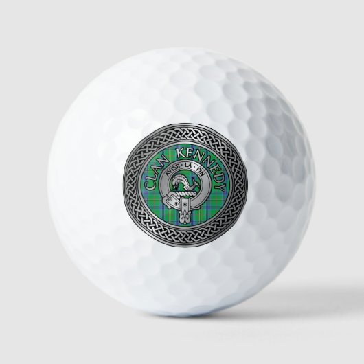 Clan Kennedy Crest & Tartan Knot Golfballen (Voorkant)