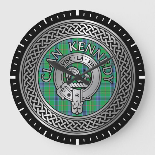 Clan Kennedy Crest & Tartan Knot Grote Klok (Voorkant)