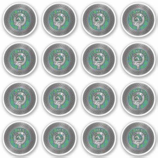 Clan Kennedy Crest & Tartan Knot Sticker (Voorkant)