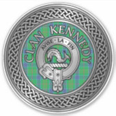 Clan Kennedy Crest & Tartan Knot Sticker (Voorkant)