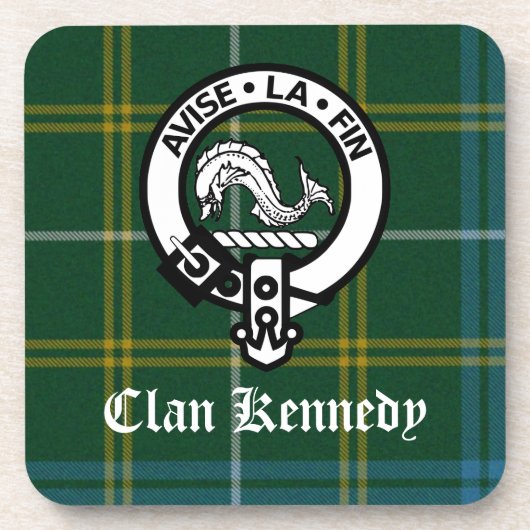 Clan Kennedy Crest Tartan Onderzetter (Voorkant)
