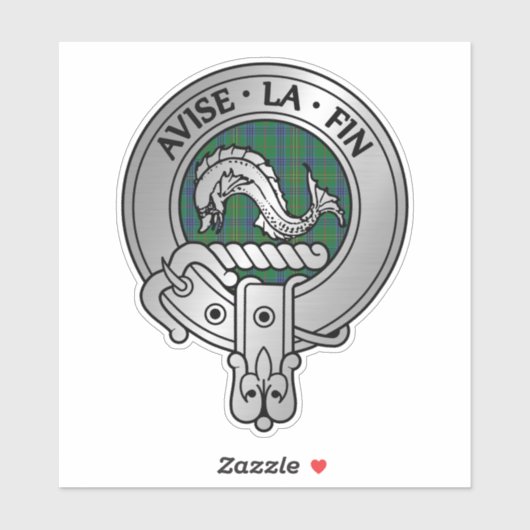 Clan Kennedy Crest & Tartan Sticker (Vel)