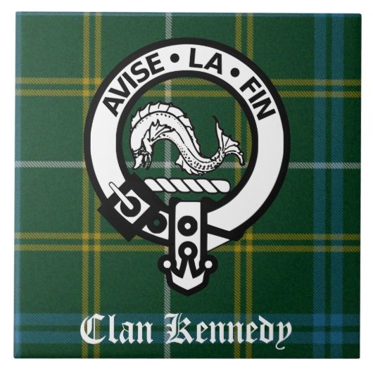 Clan Kennedy Crest Tartan Tegeltje (Voorkant)