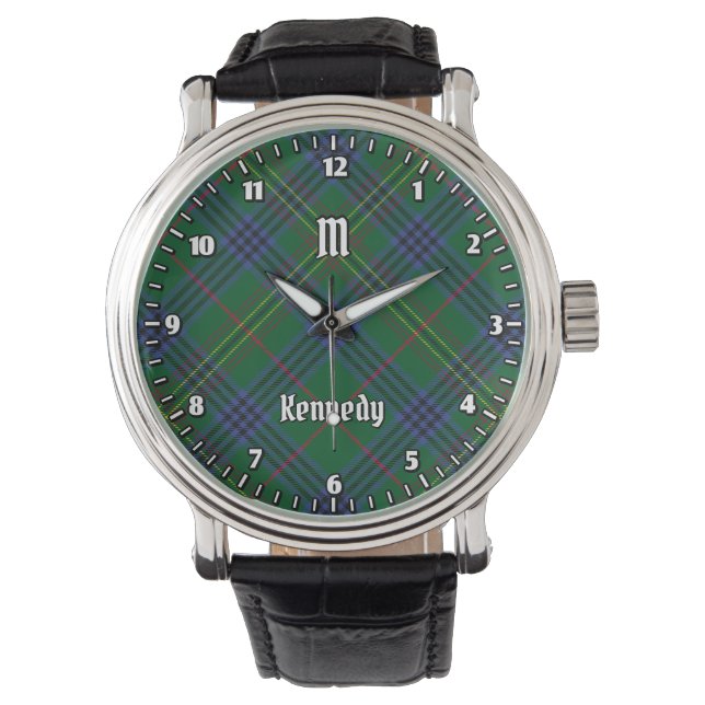 Clan Kennedy Tartan Horloge (Voorkant)
