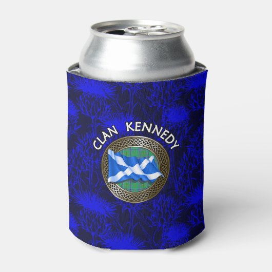 Clan Kennedy Tartan Knot & Flag Blikjeskoeler (Blikje Voorkant)