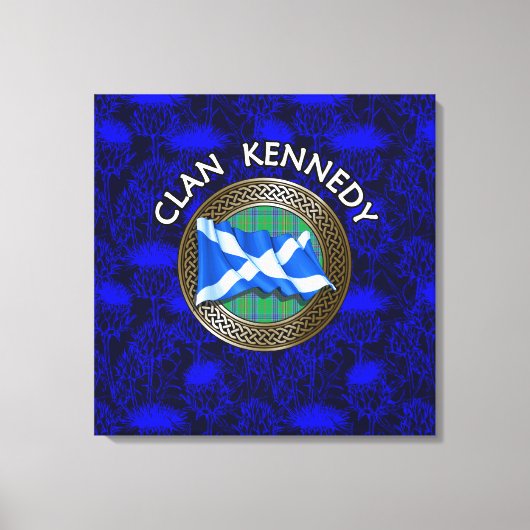 Clan Kennedy Tartan Knot & Flag Canvas Afdruk (Voorkant)