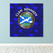 Clan Kennedy Tartan Knot & Flag Canvas Afdruk (Insitu (Houten vloer))
