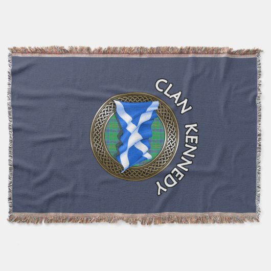 Clan Kennedy Tartan Knot & Flag Deken (Voorkant)