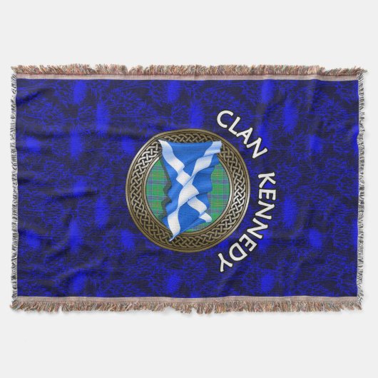 Clan Kennedy Tartan Knot & Flag Deken (Voorkant)