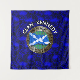 Clan Kennedy Tartan Knot & Flag Wandkleed