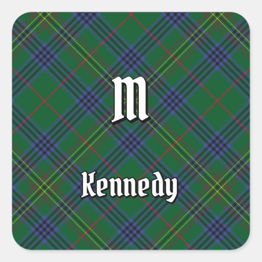 Clan Kennedy Tartan Vierkante Sticker (Voorkant)