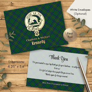 Clan Kennedy Wapen over Tartan Folie Uitnodiging Briefkaart