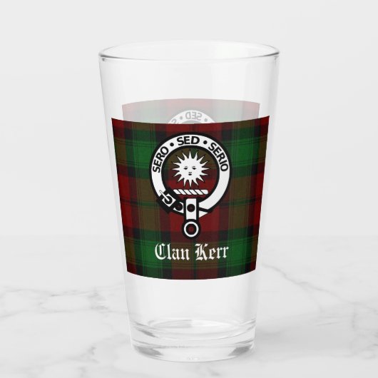 Clan Kerr Crest Badge & Tartan Glas (Achterkant)