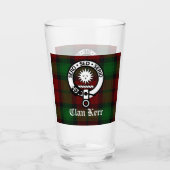 Clan Kerr Crest Badge & Tartan Glas (Voorkant)