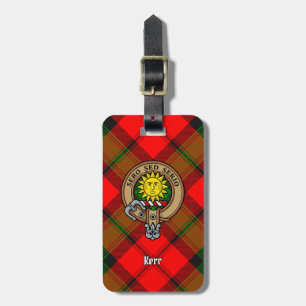 Clan Kerr Crest over Tartan Bagagelabel