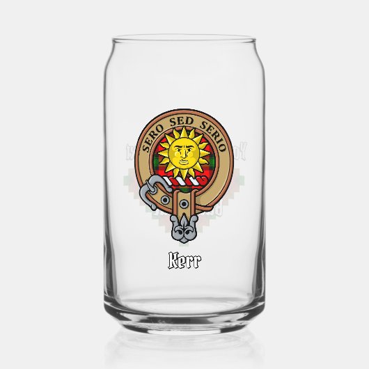 Clan Kerr Crest over Tartan Blikvorm Glas (Voorkant)