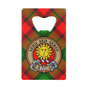 Clan Kerr Crest over Tartan Creditkaart Flessenopener