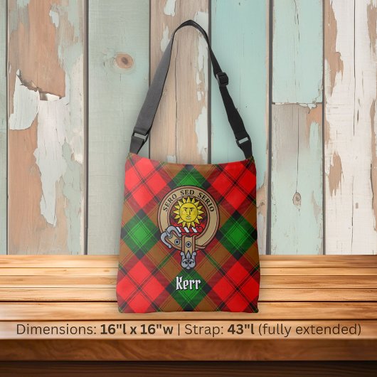 Clan Kerr Crest over Tartan Crossbody Tas