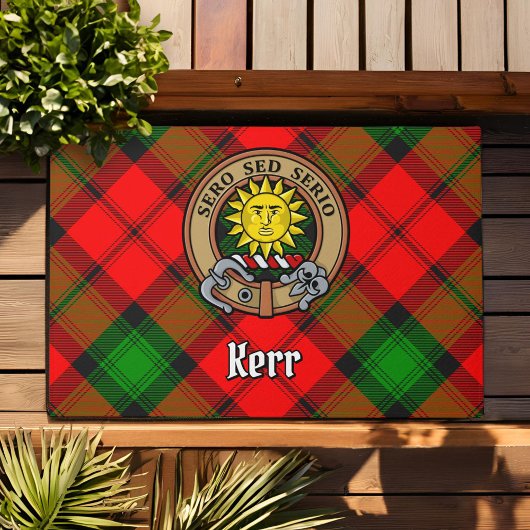 Clan Kerr Crest over Tartan Deurmat