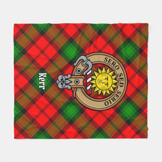 Clan Kerr Crest over Tartan Fleece Deken (Voorkant (Horizontaal))