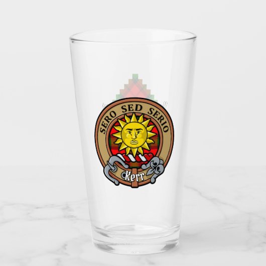 Clan Kerr Crest over Tartan Glas (Voorkant)
