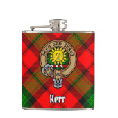Clan Kerr Crest over Tartan Heupfles (Voorkant)