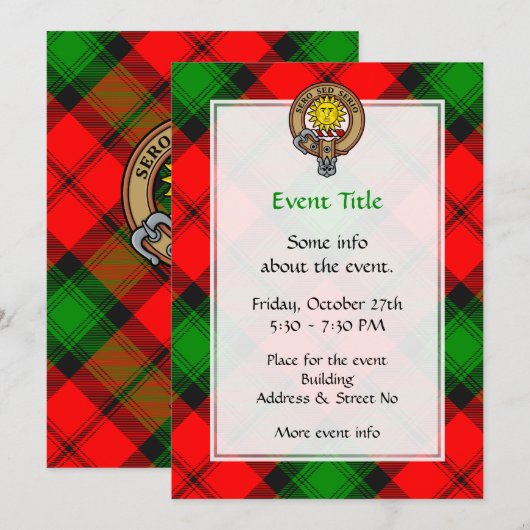 Clan Kerr Crest over Tartan Kaart (Voorkant / Achterkant)