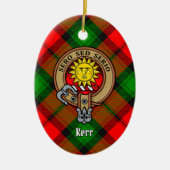 Clan Kerr Crest over Tartan Keramisch Ornament (Voorkant)