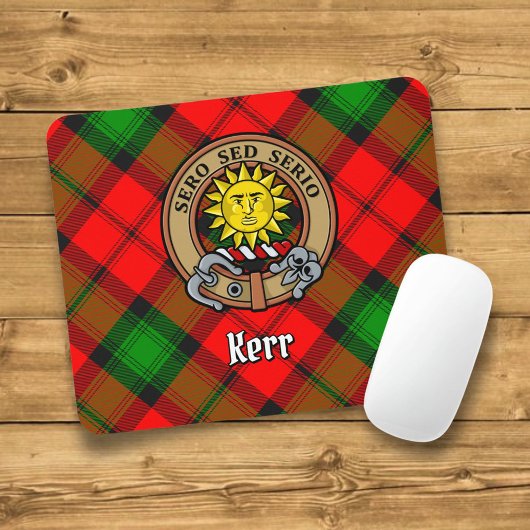 Clan Kerr Crest over Tartan Muismat
