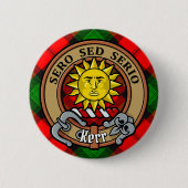Clan Kerr Crest over Tartan Ronde Button 5,7 Cm (Voorkant)