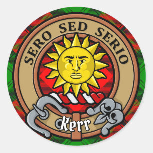 Clan Kerr Crest over Tartan Ronde Sticker
