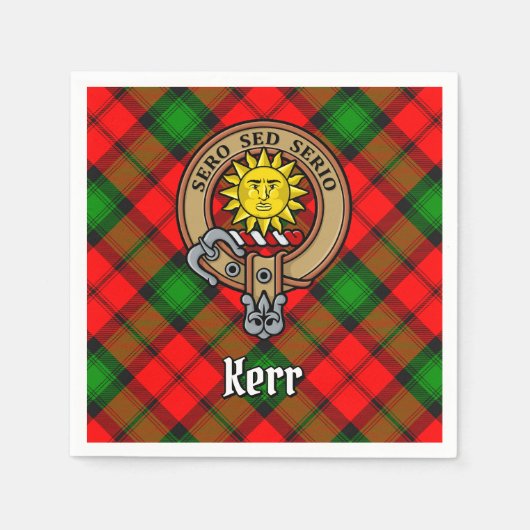 Clan Kerr Crest over Tartan Servet (Voorkant)