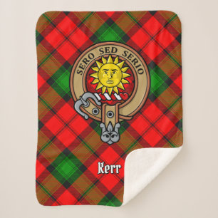 Clan Kerr Crest over Tartan Sherpa Deken