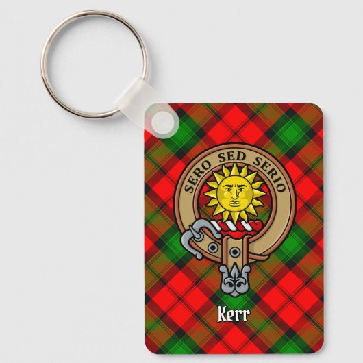 Clan Kerr Crest over Tartan Sleutelhanger (Voorkant)