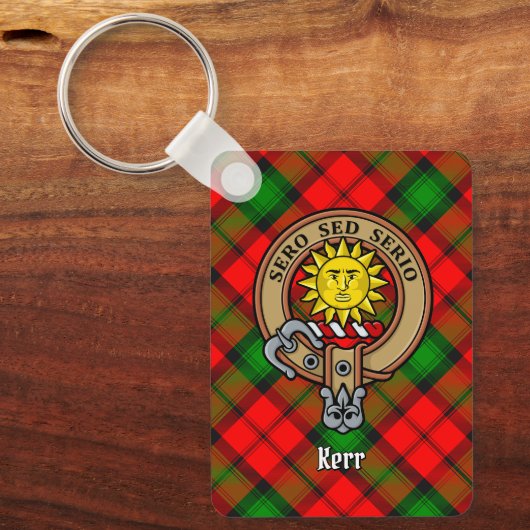Clan Kerr Crest over Tartan Sleutelhanger (Voorkant)